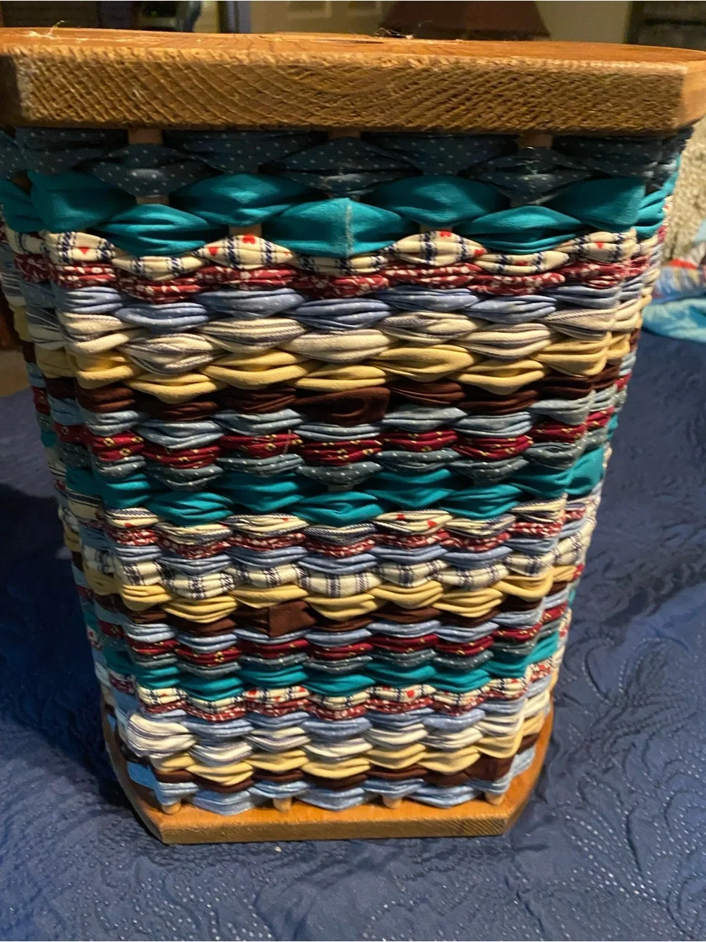 Vintage Handmade Wooden Rag Basket Magazine Rack Heart Cutouts Farmhouse